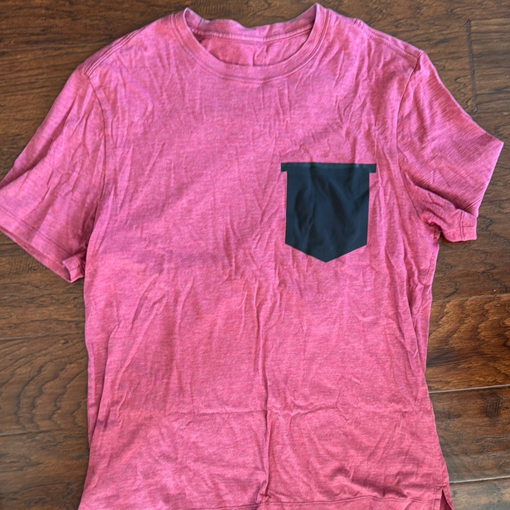 Lululemon Athletica Pink and Black Short Sleeve Tee